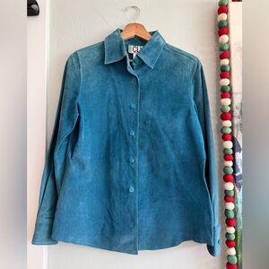 Clio Teal Women's blue suede Blazer Sz 6